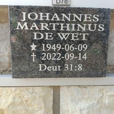 WET Johannes Marthinus, de 1949-2022
