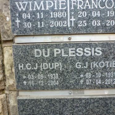 PLESSIS H.C.J., du 1930-2004 &amp; G.J. 1931-2012
