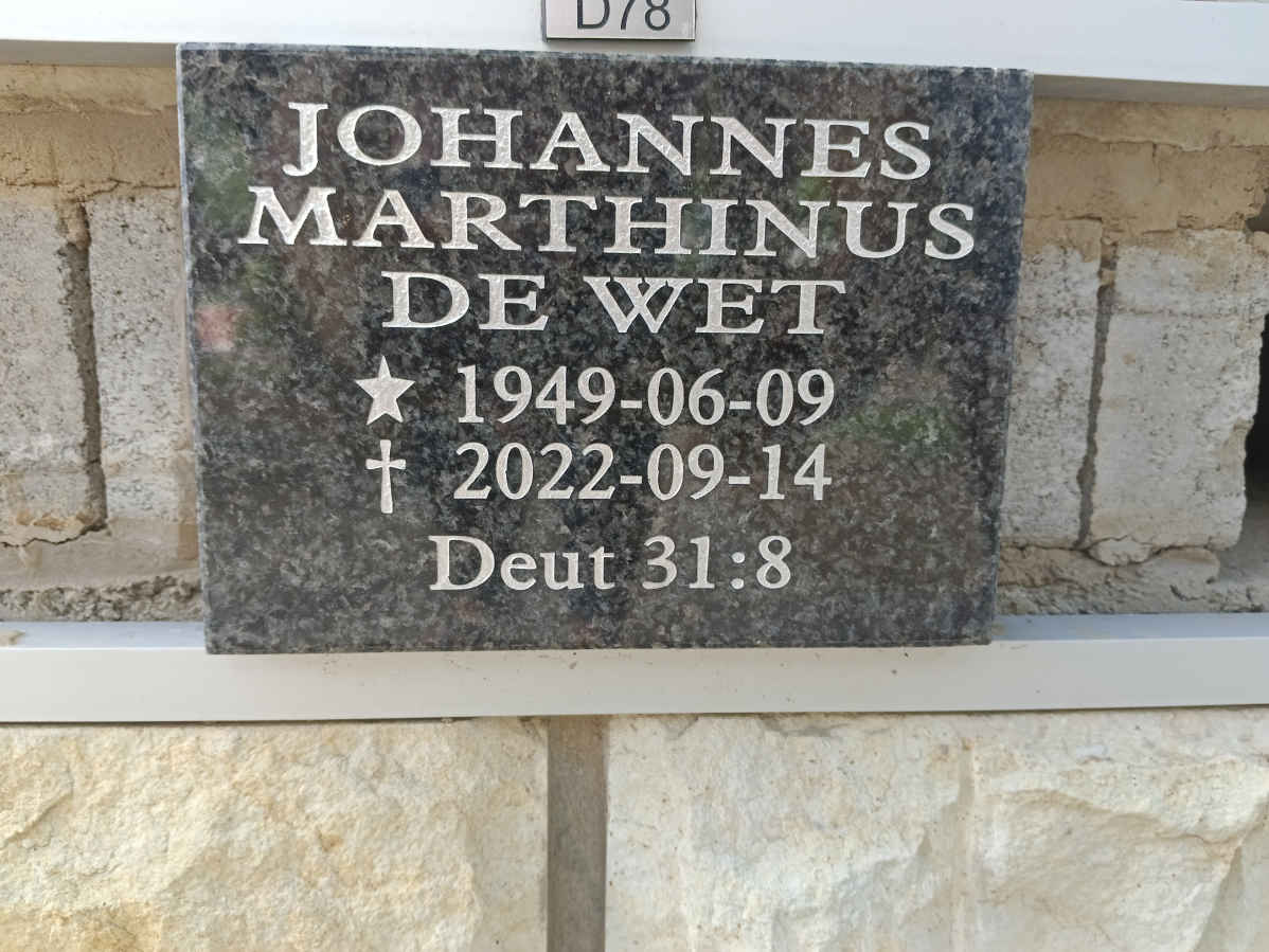 WET Johannes Marthinus, de 1949-2022