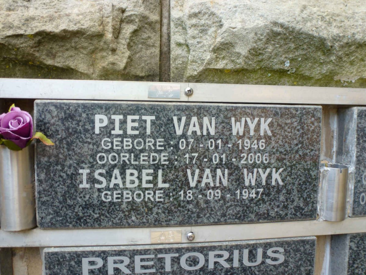 WYK Piet, van 1946-2006 &amp; Isabel 1947-