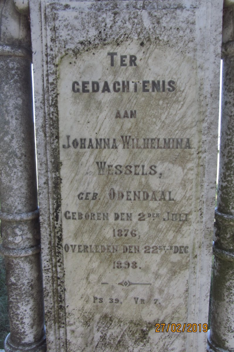 WESSELS Johanna Wilhelmina nee ODENDAAL 1876-1898 _2