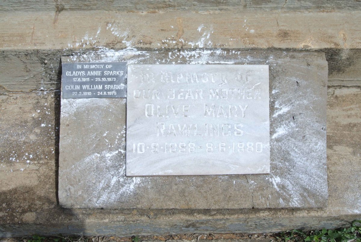 RAWLINGS Olive Mary 1898-1980 :: SPARKS Colin William 1910-1975 &amp; Gladys Annie 1911-1973