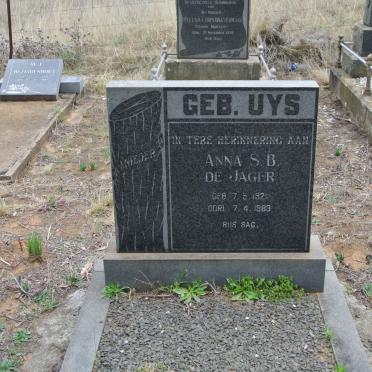 JAGER Anna S.B., de nee UYS 1921-1983