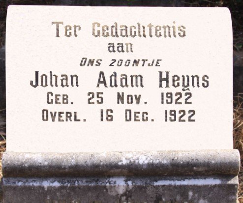 HEYNS Johan Adam 1922-1922