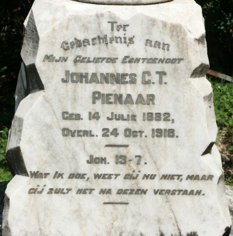 PIENAAR Johannes C.T. 1882-1918