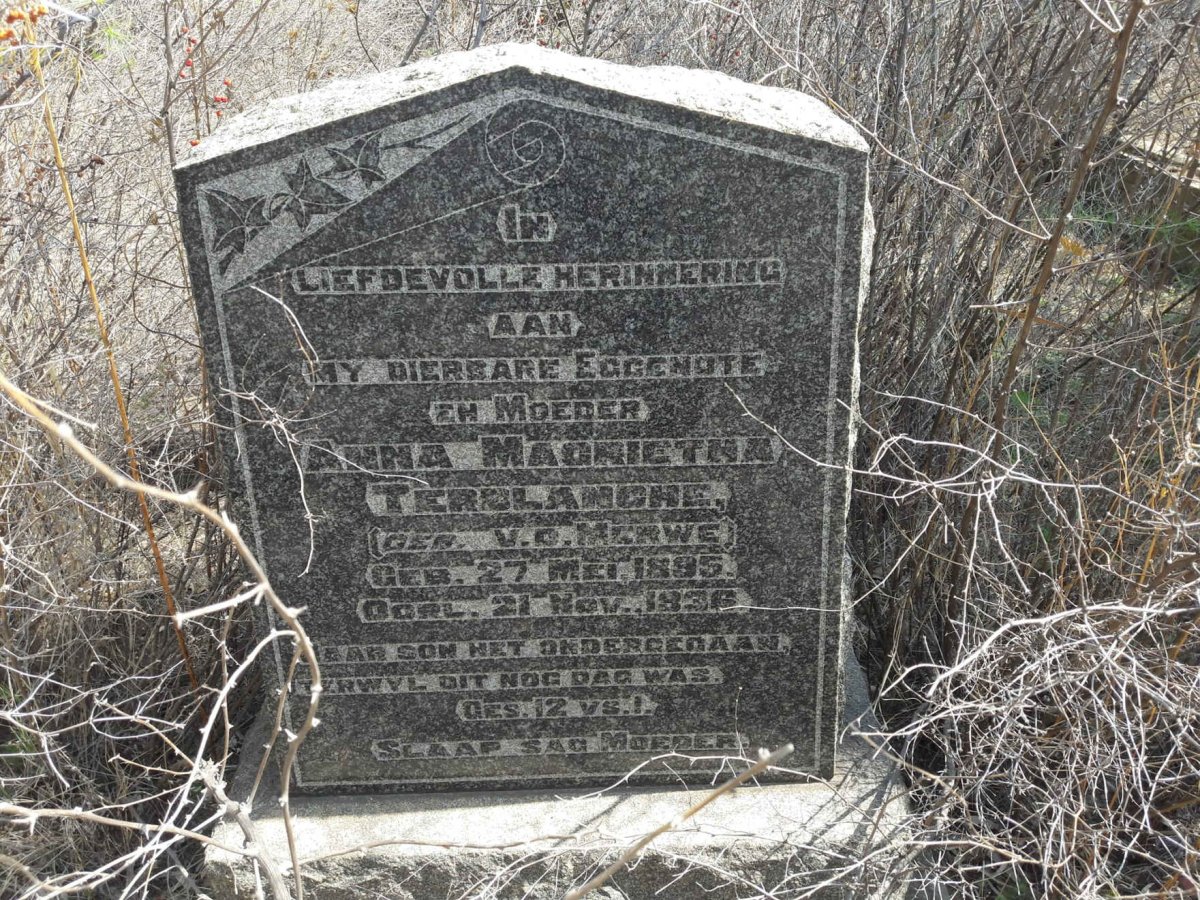 TERBLANCHE Anna Magrietha nee V.D. MERWE 1895-1936