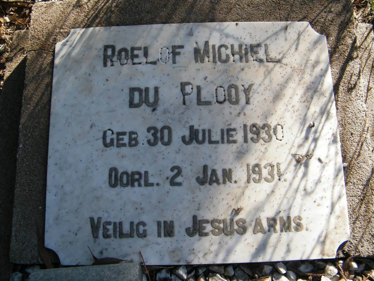 PLOOY Roelof Michiel, du 1930-1931