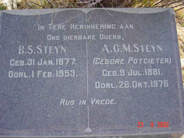 STEYN B.S. 1877-1953 &amp; A.C.M. POTGIETER 1881-1976
