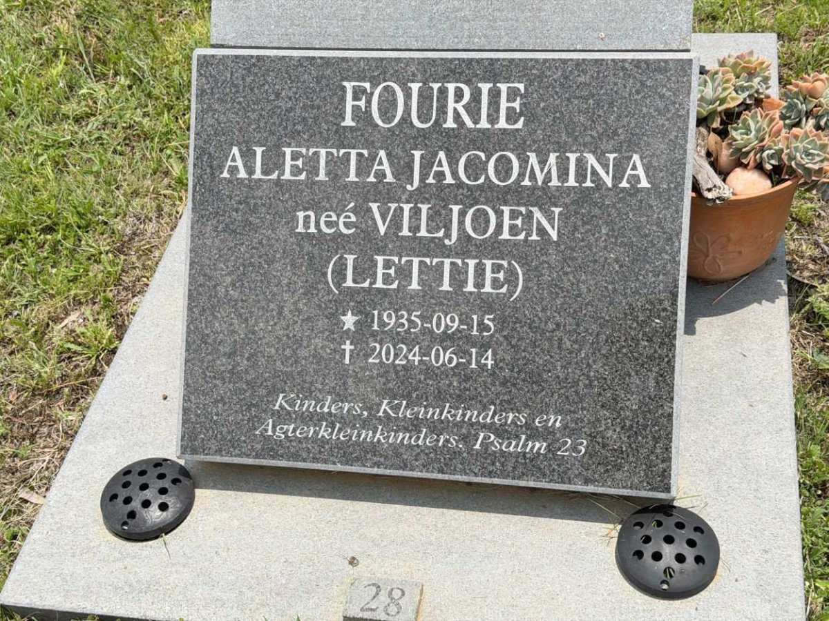 FOURIE Aletta Jacomina nee VILJOEN 1935-2024