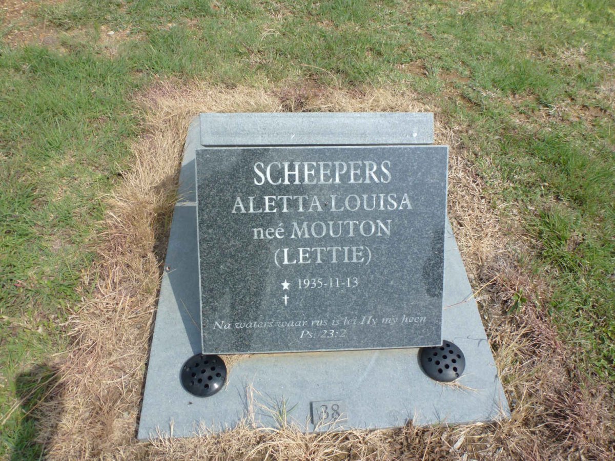 SCHEEPERS Aletta Louisa nee MOUTON 1935-