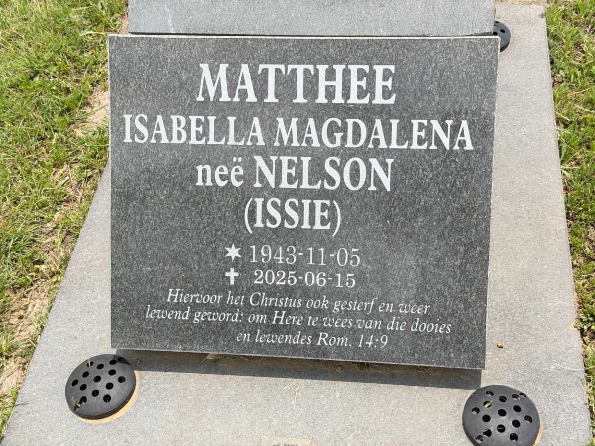 MATTHEE Isabella Magdalena nee NELSON 1943-2025
