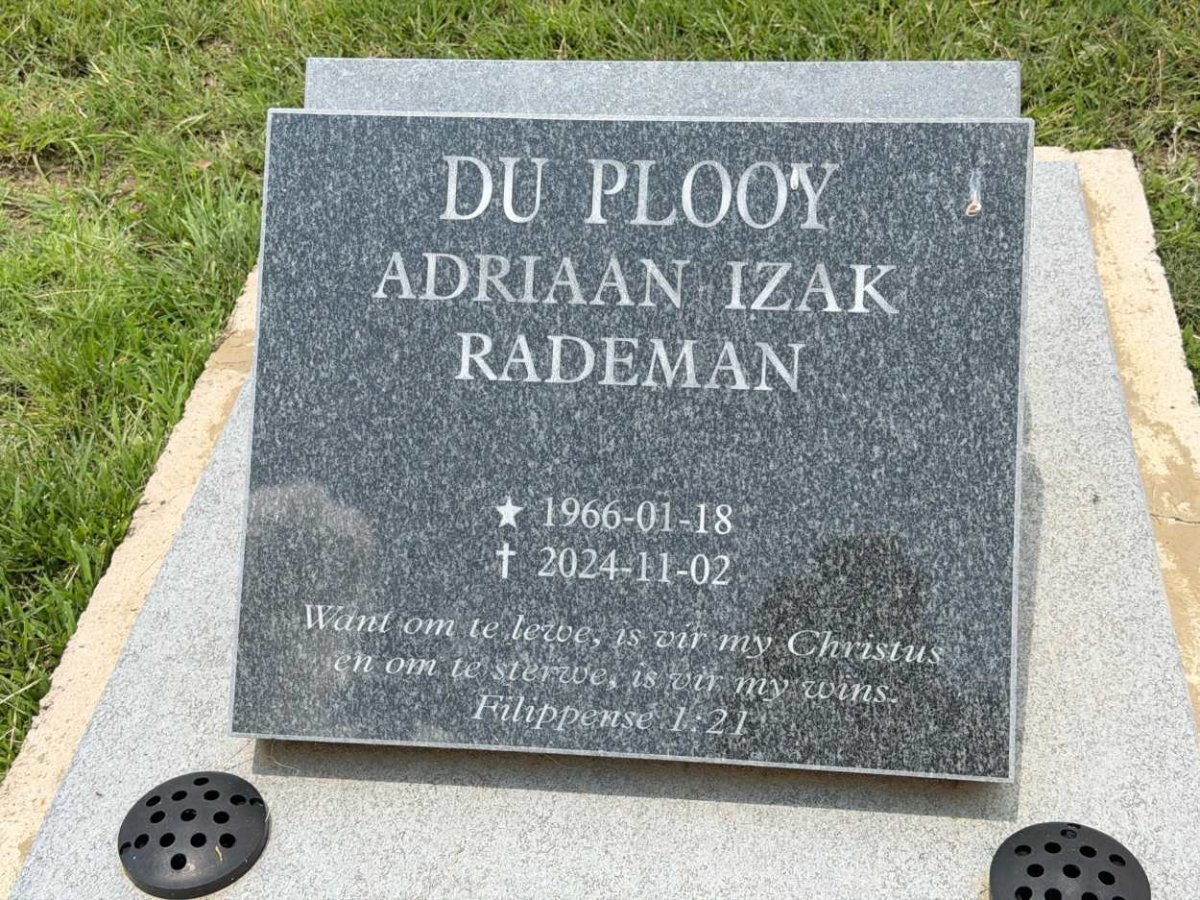 PLOOY Adriaan Izak Rademan, du 1966-2024