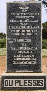PLESSIS Jacobus, A.J., du 1845-1920 &amp; Gesina Hilliconda BRINKERINK 1858-1921