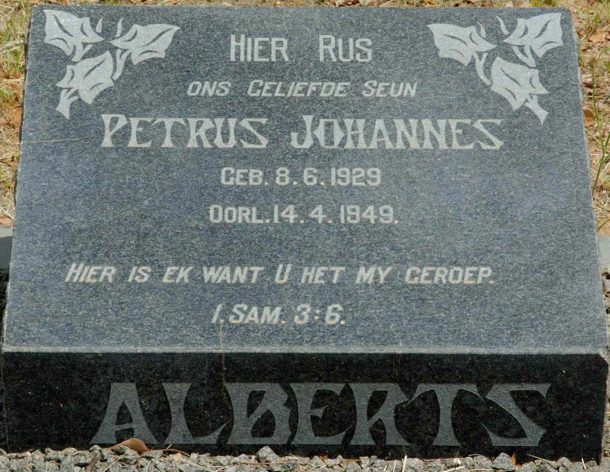ALBERTS Petrus Johannes 1929-1949