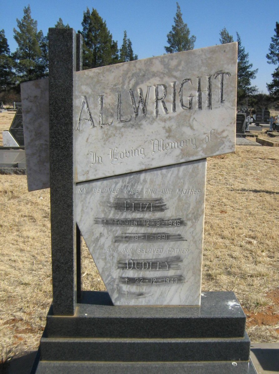 ALLWRIGHT Dudley 1943- &amp; Elize TOERIEN 1946-1991