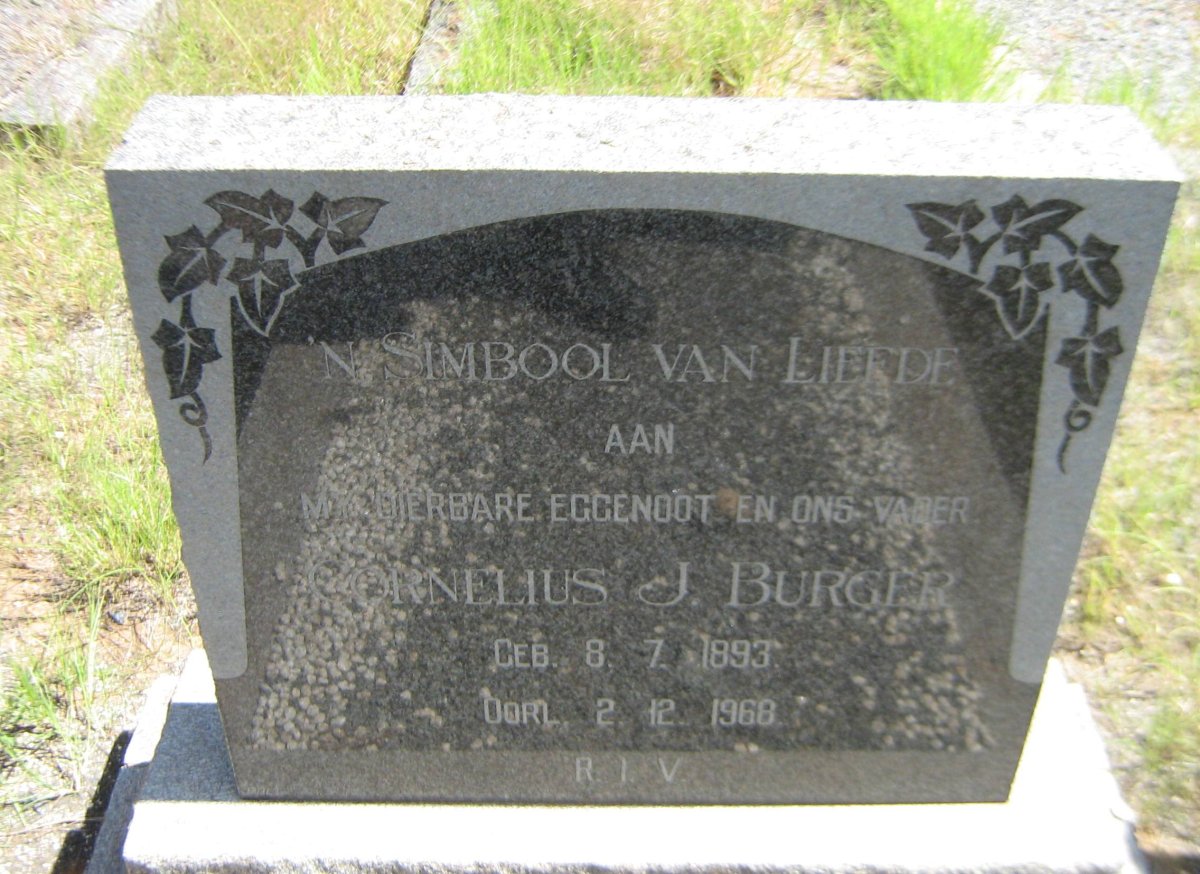 BURGER Cornelius J. 1893-1968