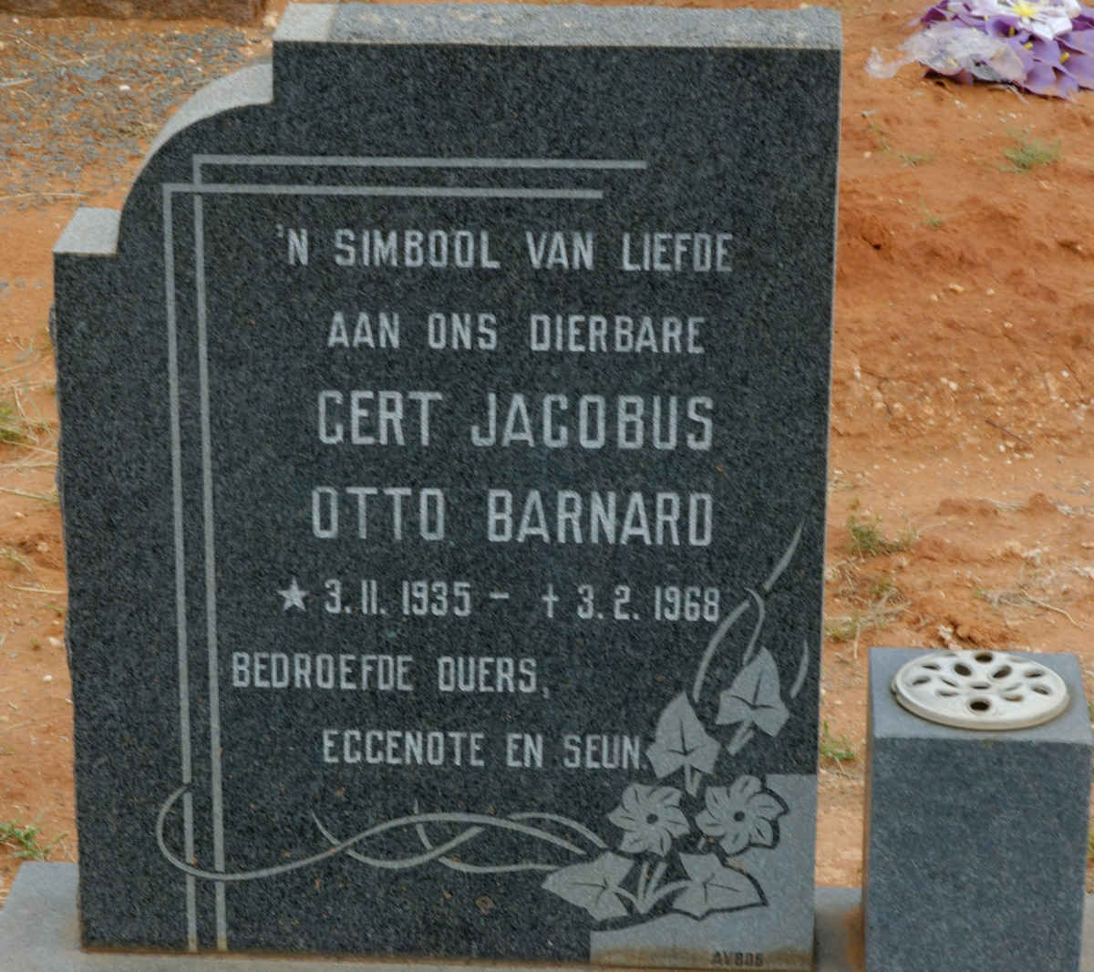 BARNARD Gert Jacobus Otto 1935-1968