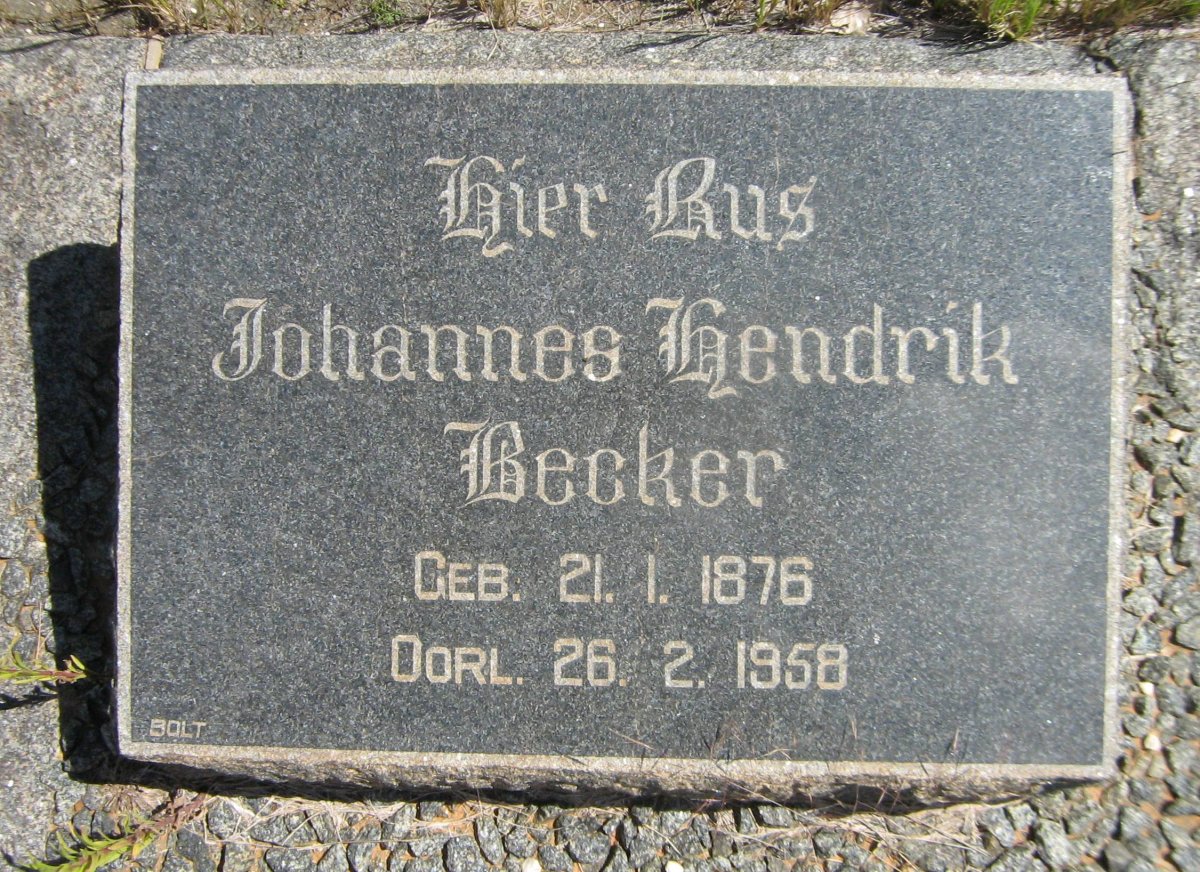 BECKER Johannes Hendrik 1876-1958
