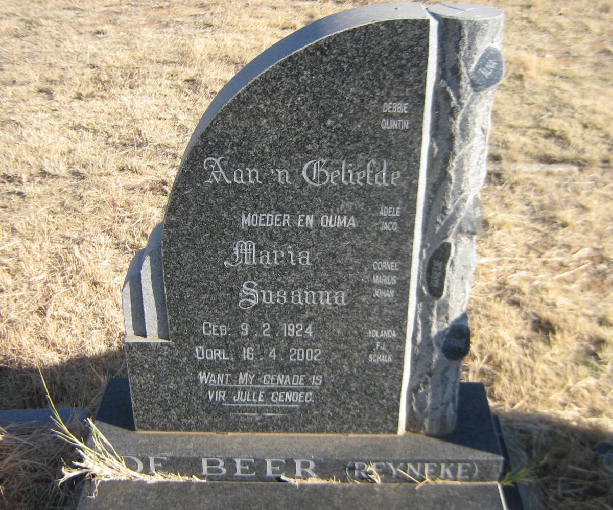 BEER Maria Susanna, de nee REYNEKE 1924-2002