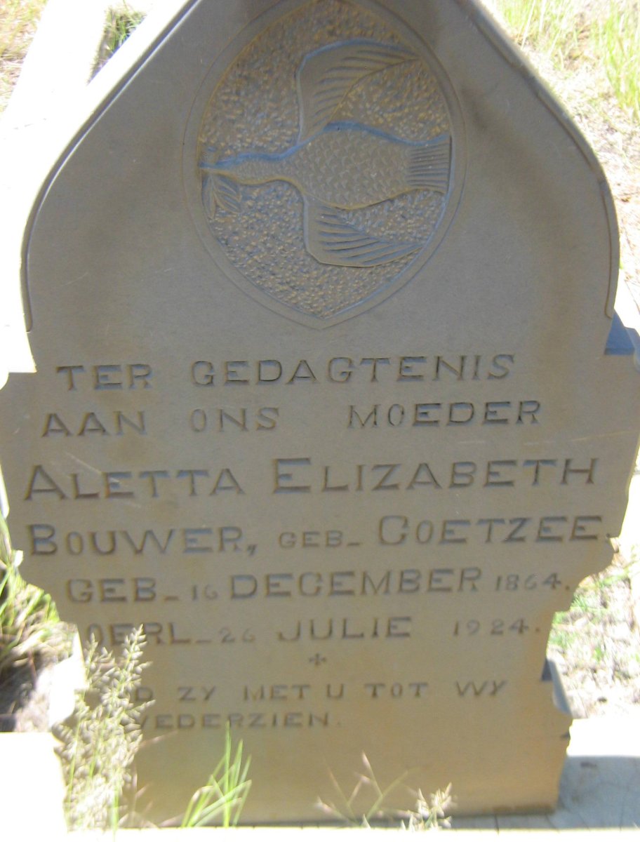 BOUWER Aletta Elizabeth nee COETZEE 1864-1924
