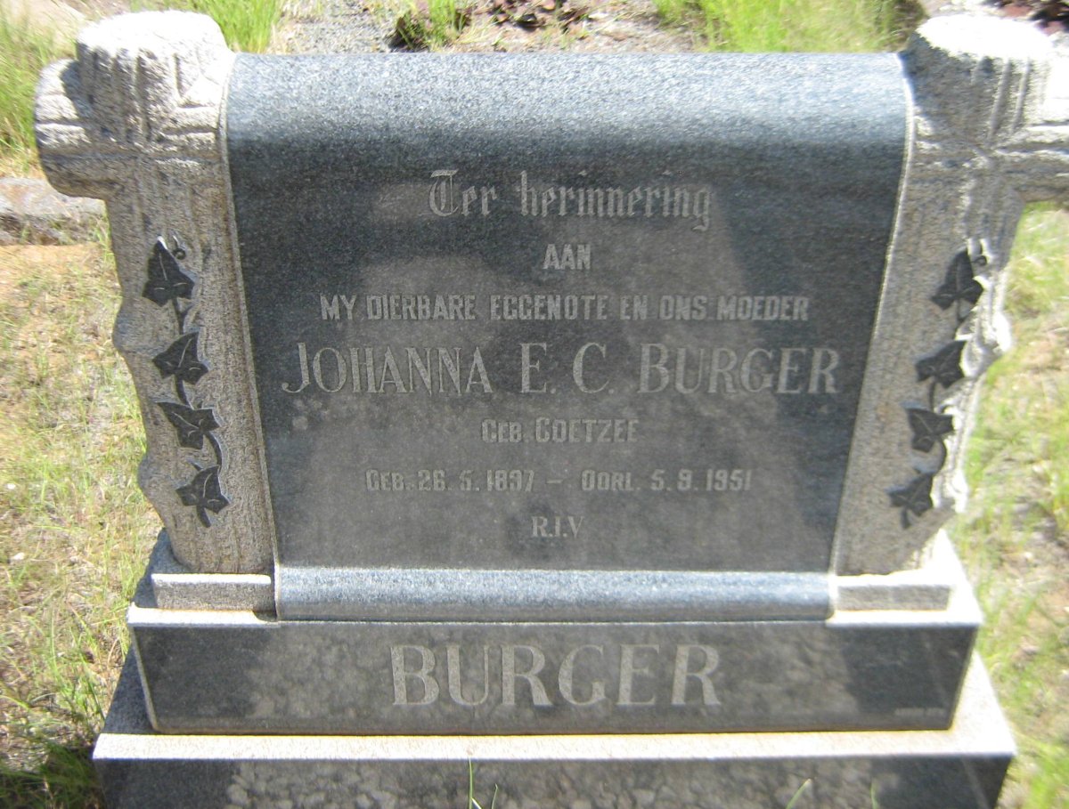 BURGER Johanna E.C. nee COETZEE 1897-1951