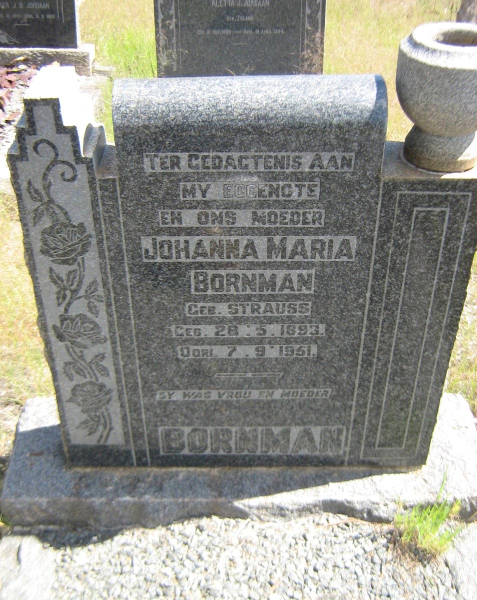 BORNMAN Johanna Maria nee STRAUSS 1893-1951