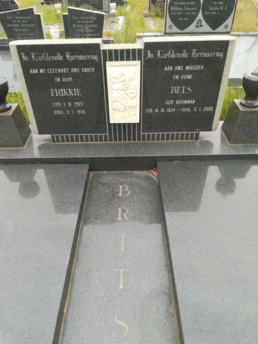 BRITS Frikkie 1927-1976 &amp; Bets BORNMAN 1924-2005