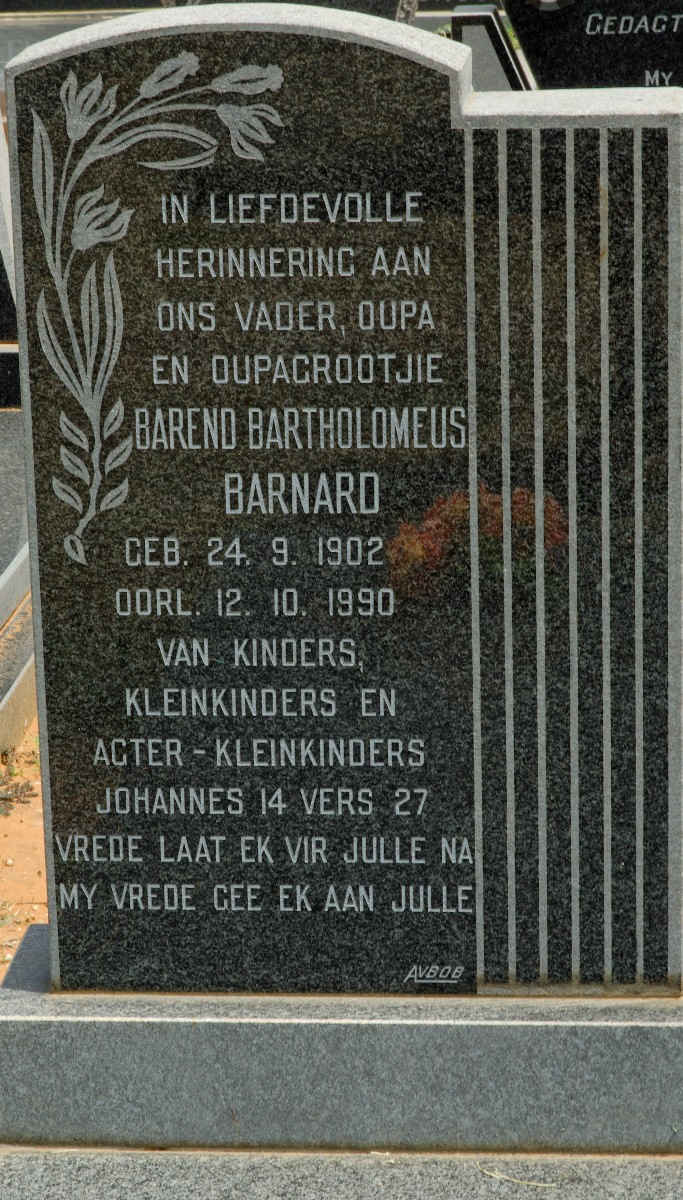 BARNARD Barend Bartholomeus 1902-1990