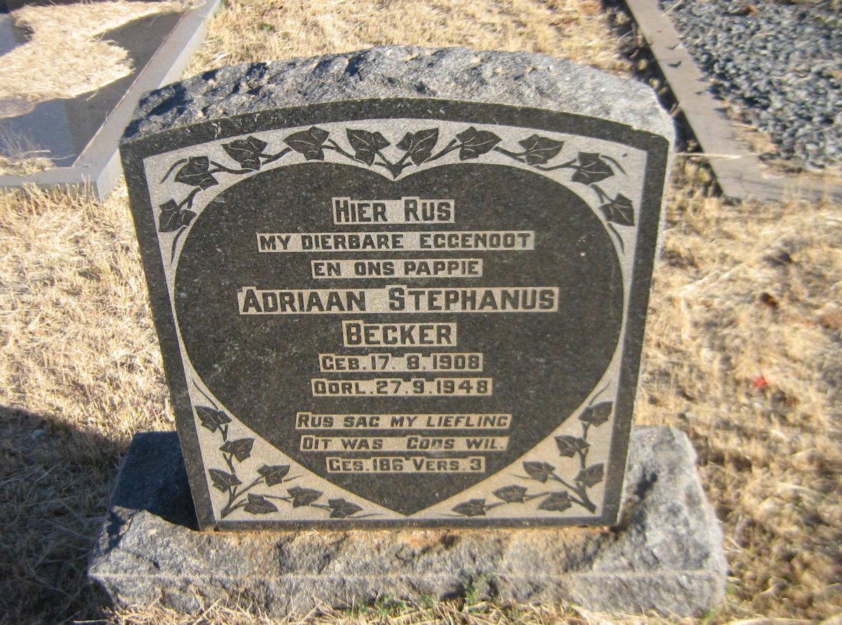 BECKER Adriaan Stephanus 1908-1948