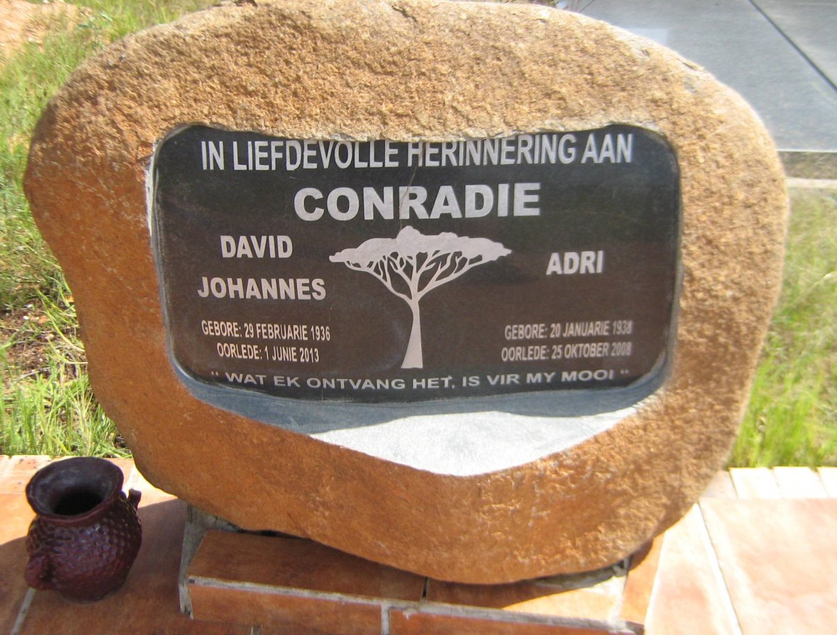 CONRADIE David Johannes 1936-2013 &amp; Adri 1938-2008