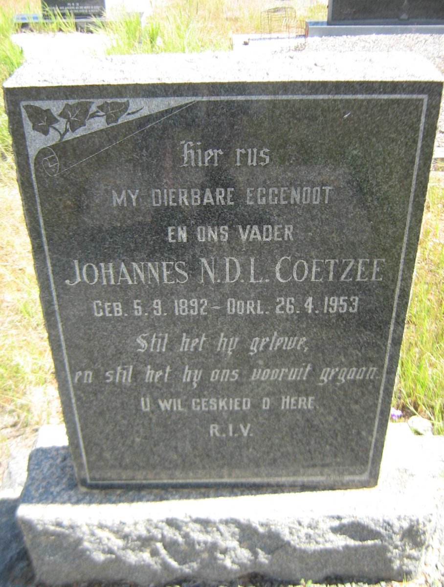 COETZEE Johannes N.D.L. 1892-1953