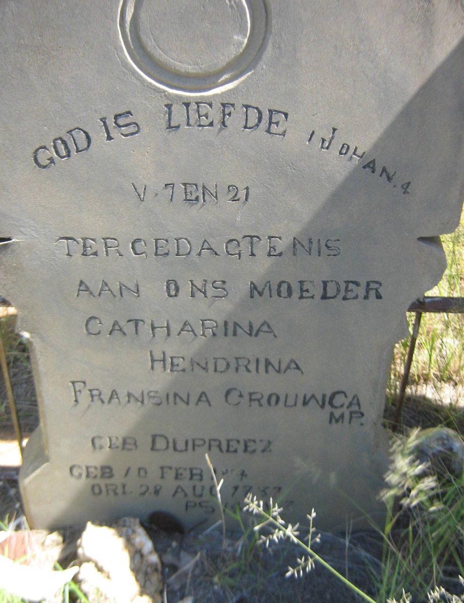 CROUWCAMP Catharina Hendrina Fransina nee DU PREEZ 18?4-1937