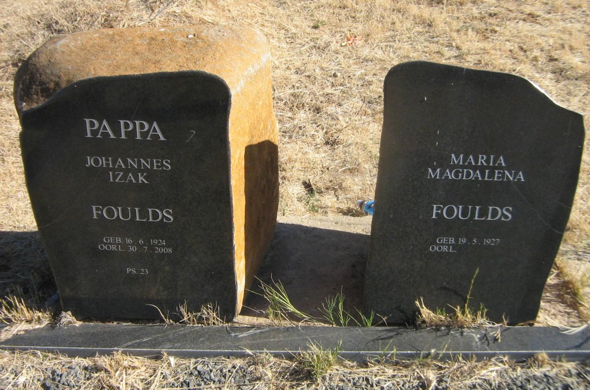 FOULDS Johannes Izak 1924-2008 &amp; Maria Magdalena 1927-