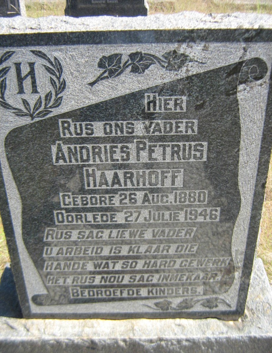 HAARHOFF Andries Petrus 1880-1946