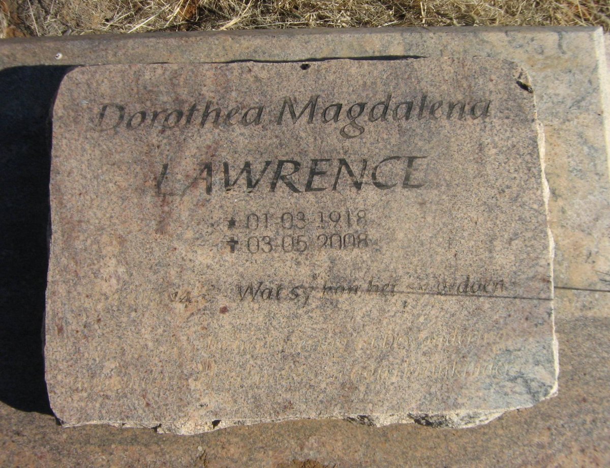 LAWRENCE Dorothea Magdalena 1918-2008