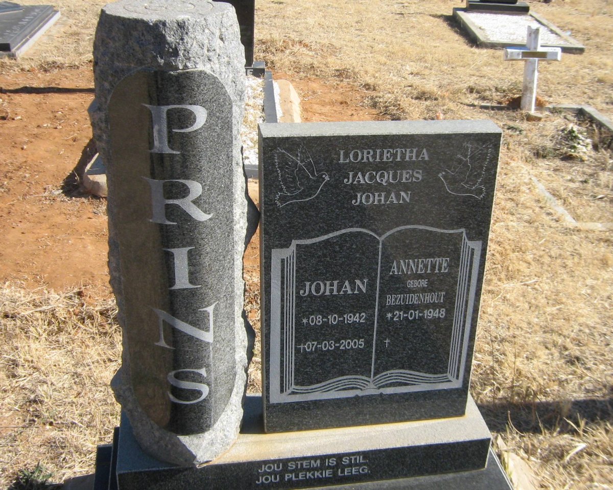 PRINS Johan 1942-2005 &amp; Annette BEZUIDENHOUT 1948-