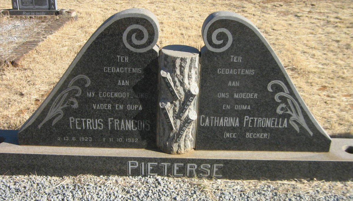 PIETERSE Petrus Francois 1923-1982 &amp; Catharina Petronella BECKER