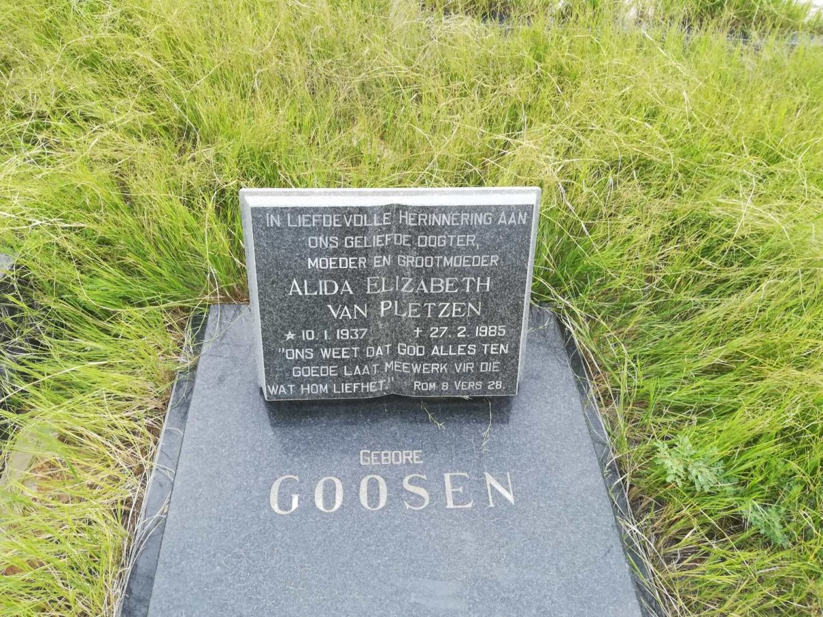 PLETZEN Alida Elizabeth, van nee GOOSEN 1937-1985