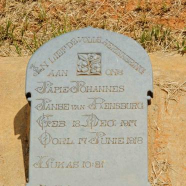 RENSBURG Japie Johannes, Janse van 1917-1918