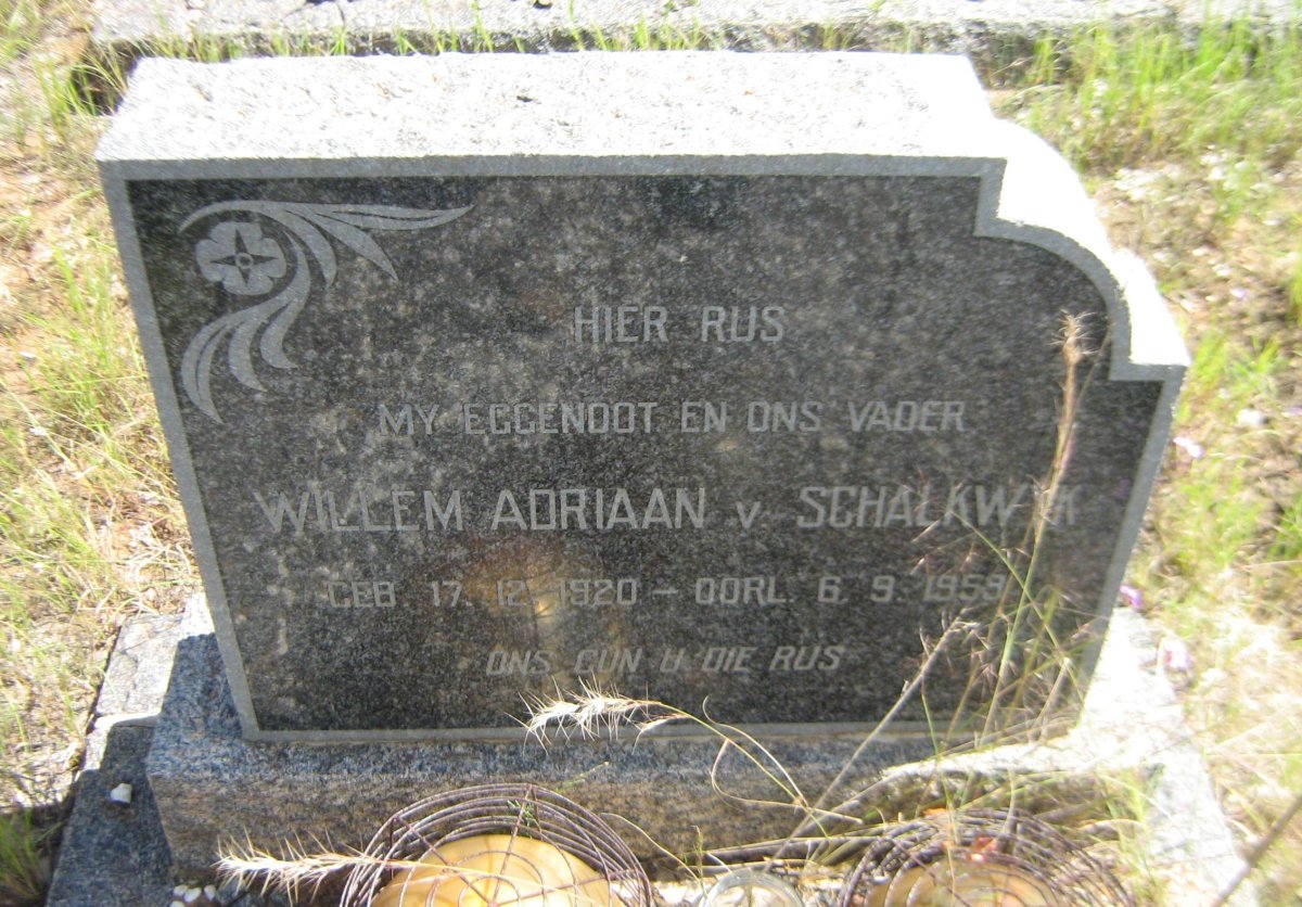 SCHALKWYK Willem Adriaan, v. 1920-1959