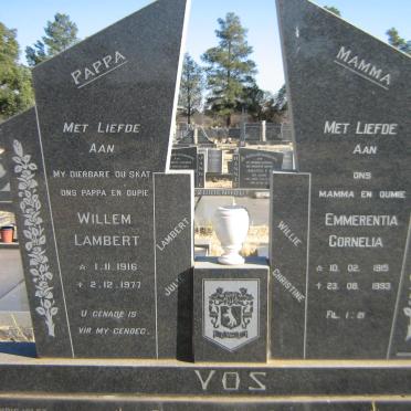 VOS Willem Lambert 1916-1977 &amp; Emmerentia Cornelia 1915-1993
