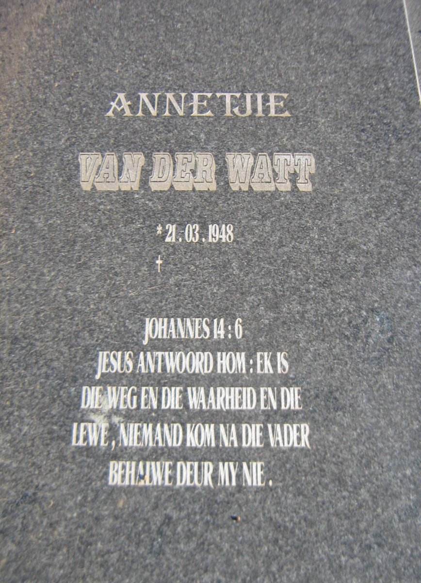 WATT Annetjie, van der 1948-