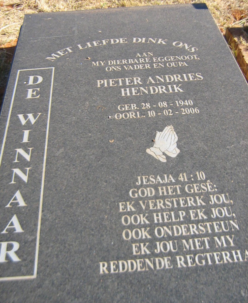 WINNAAR Pieter Andries Hendrik, de 1940-2006
