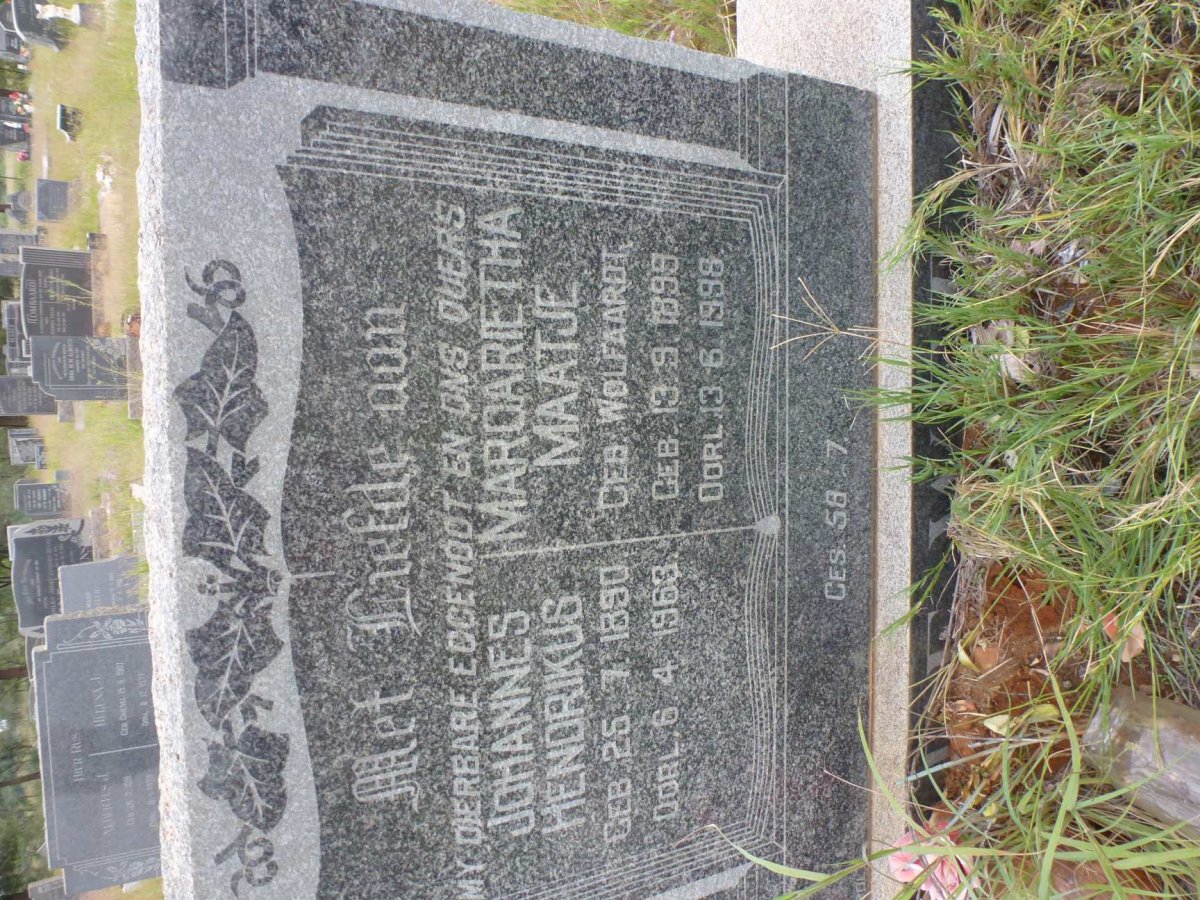 WET Johannes Hendrikus, de 1890-1963 &amp; Margarietha Maatje WOLVAARDT 1899-1998