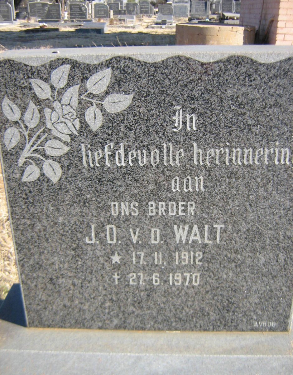 WALT J.D., v.d. 1912-1970