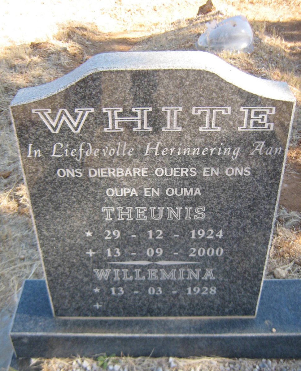 WHITE Theunis 1924-2000 &amp; Willemina 1928-