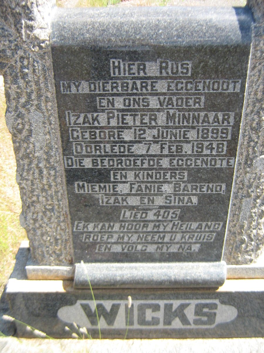 WICKS Izak Pieter Minnaar 1899-1948