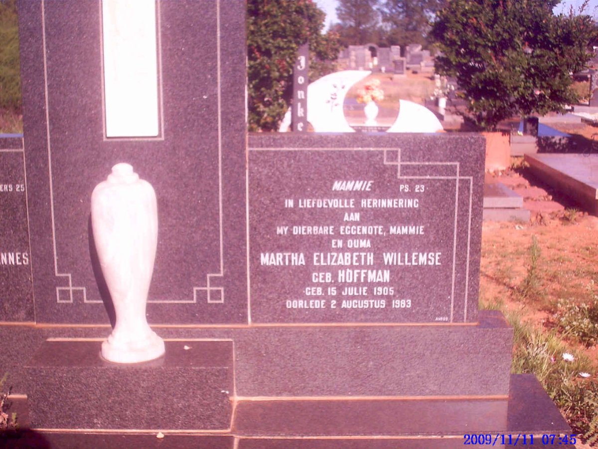 WILLEMSE Martha Elizabeth nee HOFFMAN 1905-1983