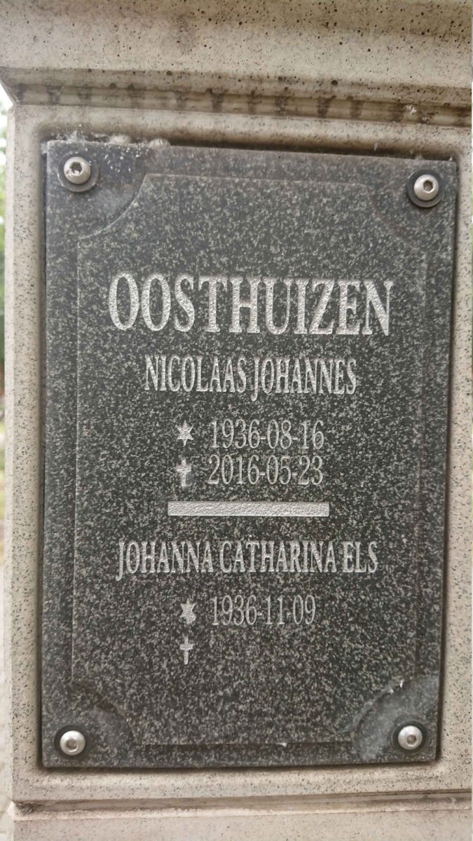 OOSTHUIZEN Nicolaas Johannes 1936-2016 &amp; Johanna Catharina Els 1936-