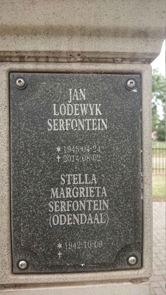 SERFONTEIN Jan Lodewyk 1945-2014 &amp; Stella Margrieta ODENDAAL 1942-